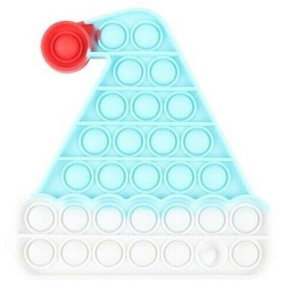 Fidget Toy Santa Clause Christmas Hat Push Pop Bubble Silicone - Picture 1 of 4